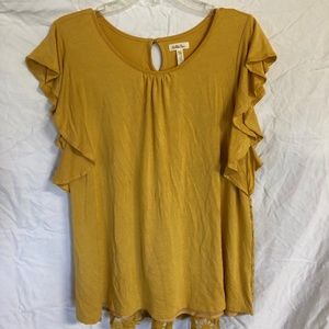 Matilda Jane Medium Mustard Colored Lace Shirt